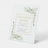 Waterverf Greenery Signature Drinken Reclamebord Met Voetstuk (Voorkant)