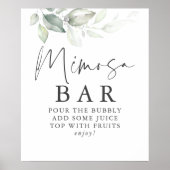 Waterverf Greenery Silver Mimosa Bar Sign Poster (Voorkant)