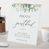 Waterverf Greenery Simple Elegant Photo Guestbook Reclamebord Met Voetstuk (Insitu)