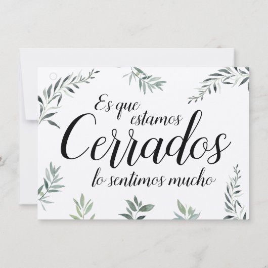 Waterverf Greenery Spaans Open Closed Sign (Achterkant)