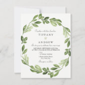 Waterverf Greenery Spring Wedding Invite Kaart (Voorkant)