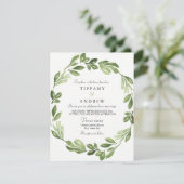 Waterverf Greenery Spring Wedding Invite Kaart (Staand voorkant)