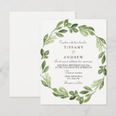 Waterverf Greenery Spring Wedding Invite Kaart (Voorkant / Achterkant)