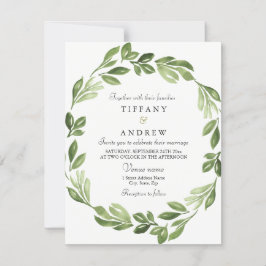Waterverf Greenery Spring Wedding Invite Kaart