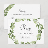 Waterverf Greenery Spring Wedding Invite RSVP (Voorkant / Achterkant)