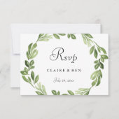 Waterverf Greenery Spring Wedding Invite RSVP Kaartje (Voorkant)