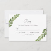 Waterverf Greenery Spring Wedding Invite RSVP Kaartje (Achterkant)