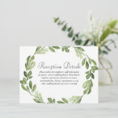 Waterverf Greenery Spring Wedding Reception Informatiekaartje (Staand voorkant)