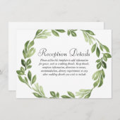 Waterverf Greenery Spring Wedding Reception Informatiekaartje (Voorkant / Achterkant)
