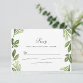 Waterverf Greenery Spring Wedding RSVP Uitnodiging (Staand voorkant)