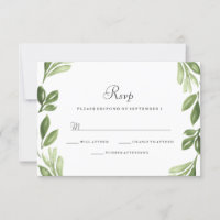 Waterverf Greenery Spring Wedding RSVP Uitnodiging