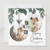 Waterverf Greenery Square Kerstfoto Feestdagenkaart (Voorkant)