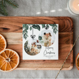 Waterverf Greenery Square Kerstfoto Feestdagenkaart