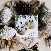 Waterverf Greenery Square Kerstfoto Feestdagenkaart