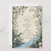 Waterverf Greenery Stream Natuur bruiloft Kaart (Voorkant)