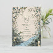 Waterverf Greenery Stream Natuur bruiloft Kaart (Staand voorkant)