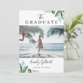 Waterverf Greenery Summer Graduy Party Foto Kaart (Staand voorkant)