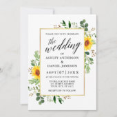 Waterverf Greenery Sunflower Calligraphy Wedding Kaart (Voorkant)