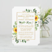 Waterverf Greenery Sunflower Gold Vrijgezellenfees Kaart (Staand voorkant)