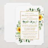 Waterverf Greenery Sunflower Gold Vrijgezellenfees Kaart (Voorkant / Achterkant)