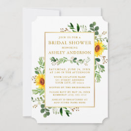 Waterverf Greenery Sunflower Gold Vrijgezellenfees Kaart