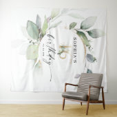 Waterverf Greenery Sweet 16th Birthday Backdrop Wandkleed (In Situ (horizontaal))