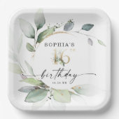 Waterverf Greenery Sweet 16th Birthday Papieren Bordje (Voorkant)