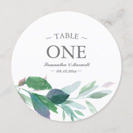 Waterverf Greenery Table Number Kaart
