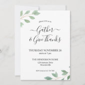 Waterverf Greenery Thanksgiving Dinner Kaart (Voorkant)