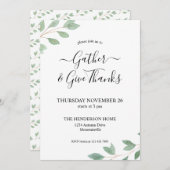 Waterverf Greenery Thanksgiving Dinner Kaart (Voorkant / Achterkant)