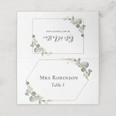 Waterverf greenery trouwtafel plaatskaartje (Buitenkant ongevouwen)