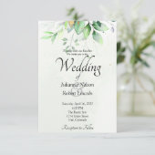 Waterverf greenery trouwuitnodiging kaart (Staand voorkant)