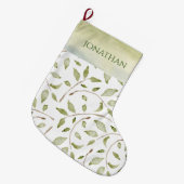 Waterverf Greenery Typografie Country Holiday Grote Kerstsok (Voorkant (Hangend))