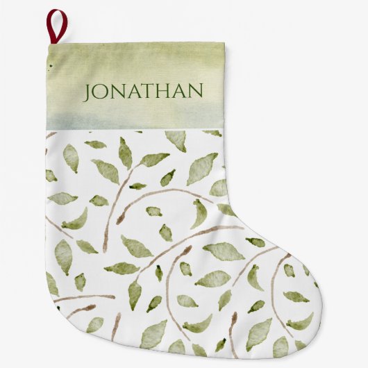 Waterverf Greenery Typografie Country Holiday Grote Kerstsok (Voorkant)