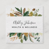 Waterverf Greenery Typografie White & Green Vierkante Visitekaartje (Voorkant)
