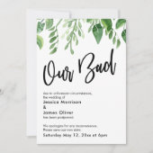 Waterverf Greenery uitgesteld bruiloft onze slecht Kaart (Voorkant)