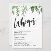 Waterverf Greenery uitgesteld bruiloft Whoops Kaar Kaart (Voorkant)