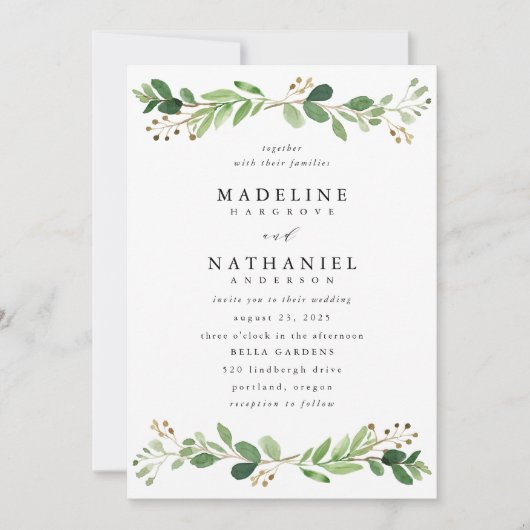 Waterverf Greenery | Uitnodiging tot weddenschappe (Voorkant)
