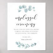 Waterverf greenery Unplugged bruiloft ceremonie Poster (Voorkant)