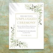 Waterverf Greenery Unplugged Ceremony Sign Poster