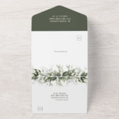 Waterverf Greenery verlaat bruiloft All In One Uitnodiging (Buitenkant)
