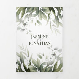 Waterverf Greenery verlaat het olievraagje Drieluik Uitnodiging