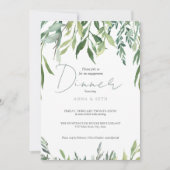 Waterverf Greenery Verloving Dinner Kaart (Voorkant)