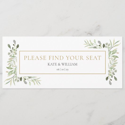 Waterverf Greenery vindt uw stoelkaart Menu (Voorkant)