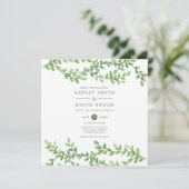 Waterverf Greenery Vines Modern Wedding Kaart (Staand voorkant)