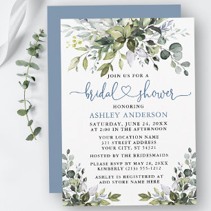 Waterverf Greenery Vrijgezellenfeest Dusty Blue He Kaart