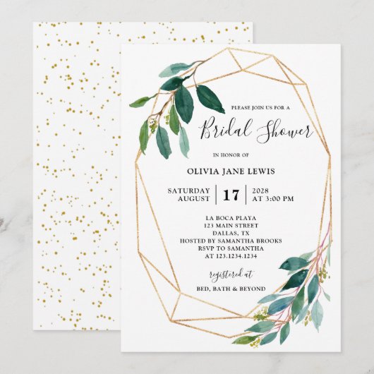 Waterverf Greenery Vrijgezellenfeest nodigt Save The Date (Voorkant / Achterkant)