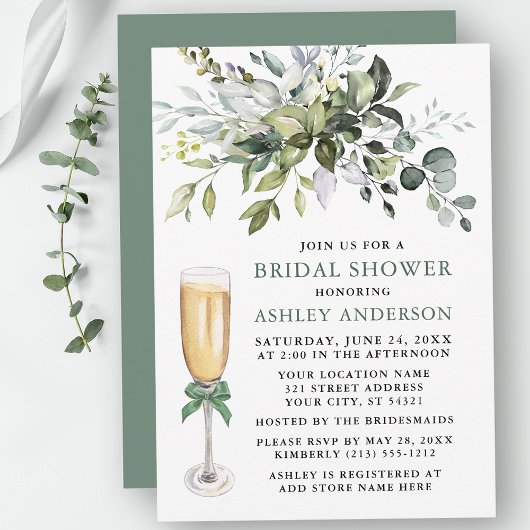 Waterverf Greenery Vrijgezellenfeest Sage Green Bo Kaart