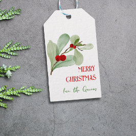 Waterverf Greenery Vrolijk Kerstcadeau Label Cadeaulabel