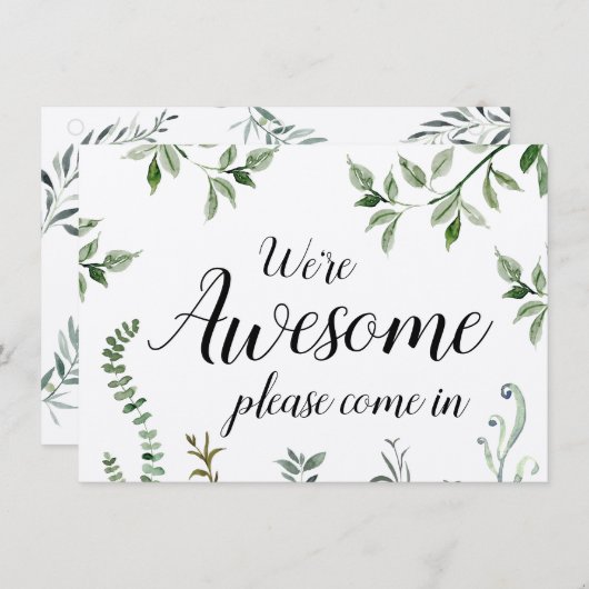 Waterverf Greenery We zijn Geweldige open gesloten (Voorkant / Achterkant)